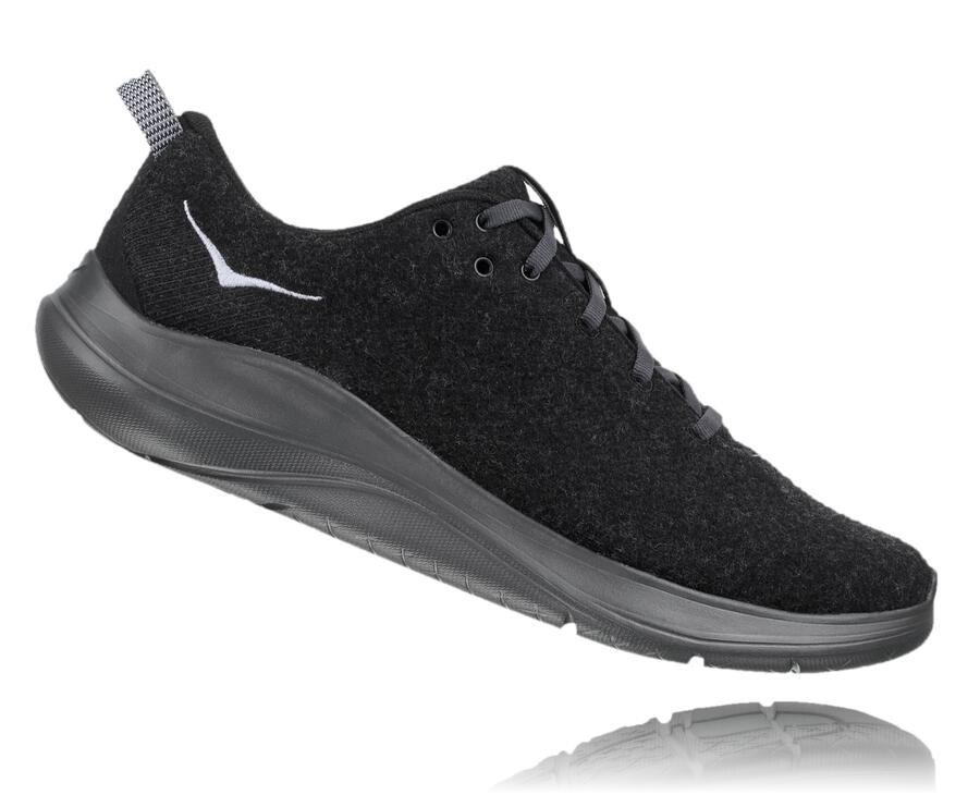 Zapatillas Running Hoka One One Hombre - Hupana Flow Wool - Negras - EQC732196